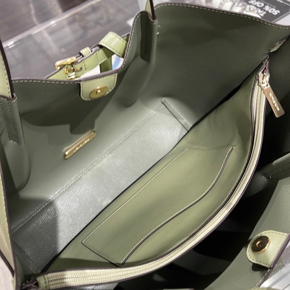 MICHAEL KORS Emilia Large Pebbled Leather Tote Bag Light Sage COLOR - Picture 16 of 16